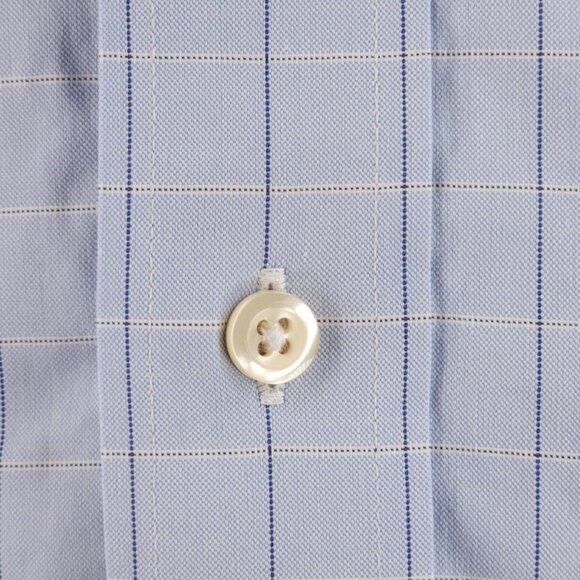 Brooks Brothers Blue Non-Iron Check Slim 17 2/3 Cotton Button Up Shirt Men Adult - Picture 6 of 16
